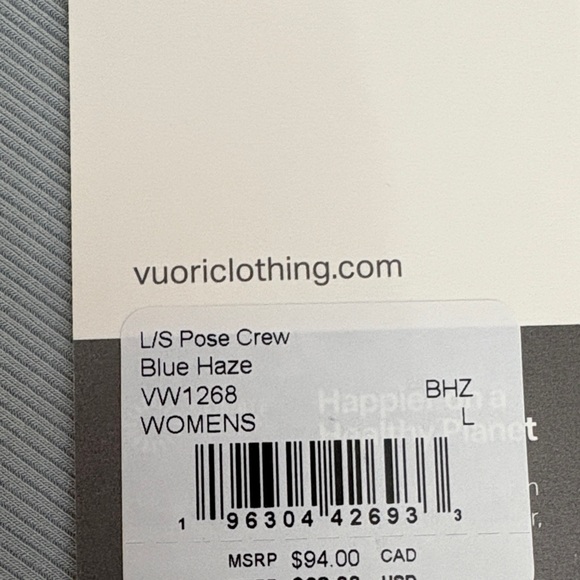 NEW VUORI LONG SLEEVE POSE CREW WOMENS TOP - Picture 5 of 5